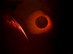 Éclipse sur terre rouge